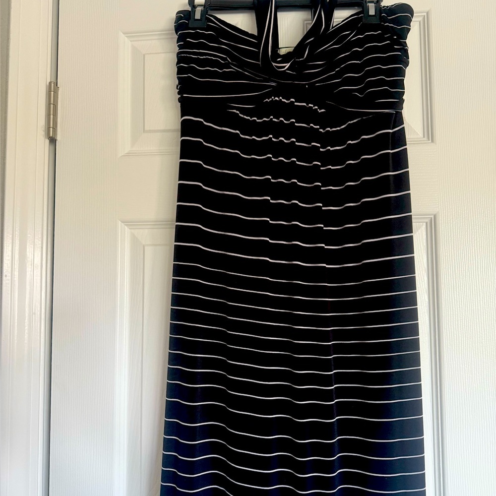 Soma Black and White Striped Maxi Dress